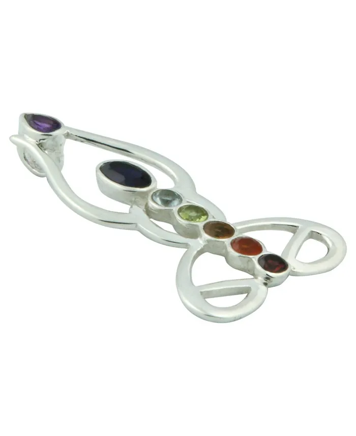 Sterling Silver Abstract Chakra Figure Pendant Buddha Groove Necklaces