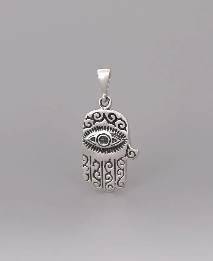 Sterling Silver Abstract Hamsa Pendant Buddha Groove Necklaces