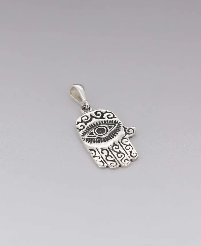 Sterling Silver Abstract Hamsa Pendant Buddha Groove Necklaces