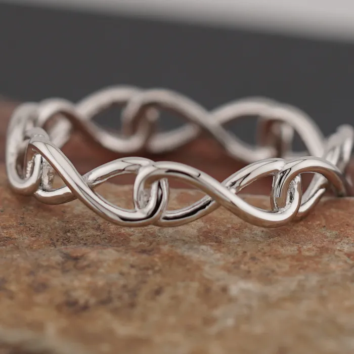 Sterling Silver Infinity Knot Ring Captive Collars Rings