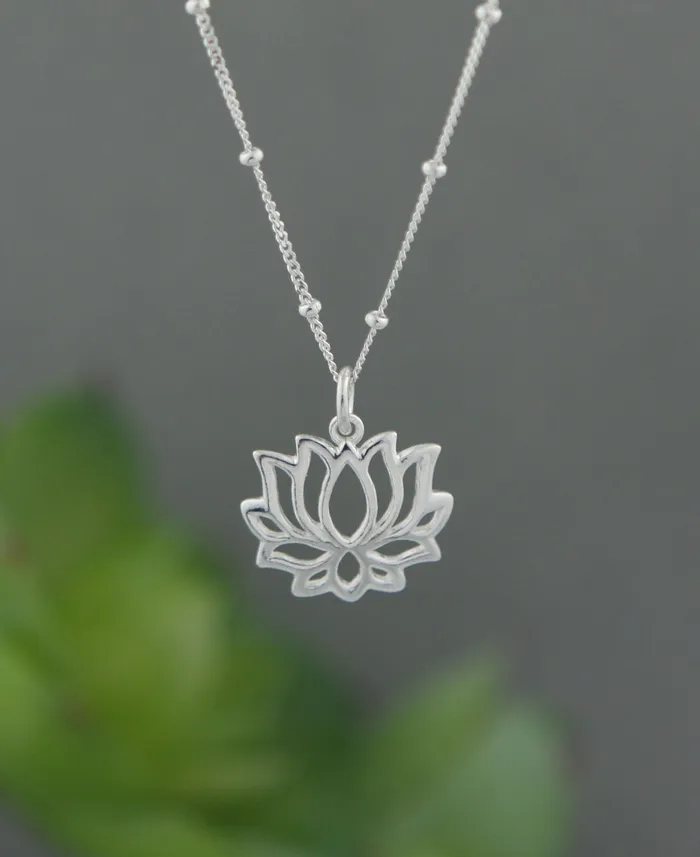 Sterling Silver Lotus Bloom Necklace Buddha Groove Necklaces