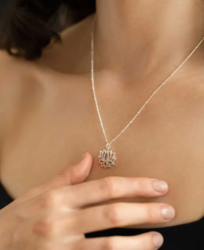 Sterling Silver Lotus Bloom Necklace Buddha Groove Necklaces