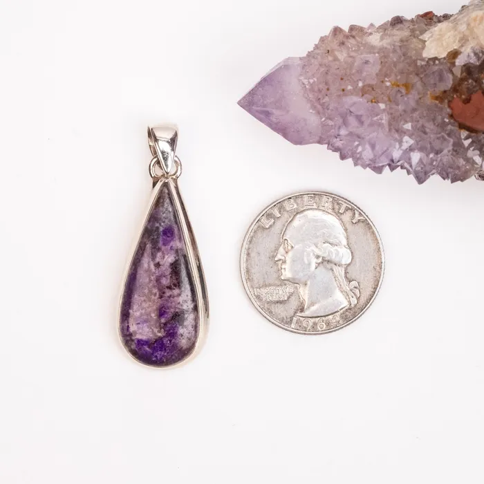 Sugilite Pendant 702 g 43x15mm 925 Silver InnerVision Crystals Necklaces